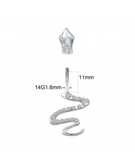 Kolczyki do pępka stal cyrkoniowe węże