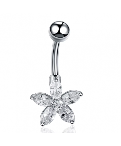 Kolczyki do pępka stal srebrny kwiatuszek