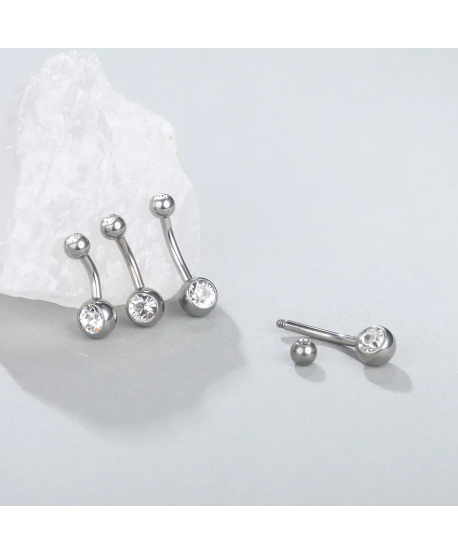 Kolczyki do pępka tytan srebrne z cyrkonią