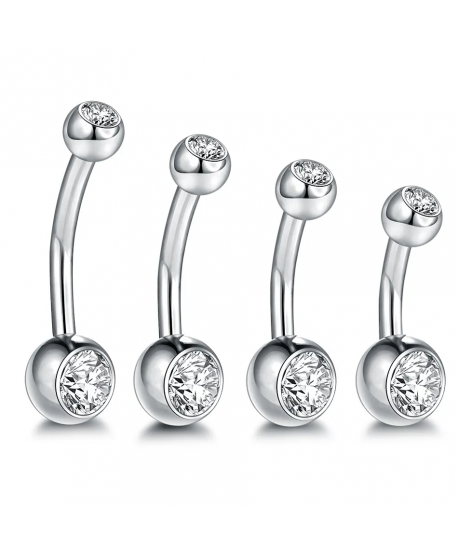 Kolczyki do pępka tytan srebrne z cyrkonią