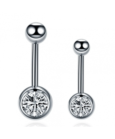 Kolczyki do pępka tytan srebrne z cyrkonią
