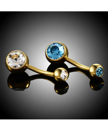 Kolczyki do pępka tytan złote z cyrkoniami w kolorach