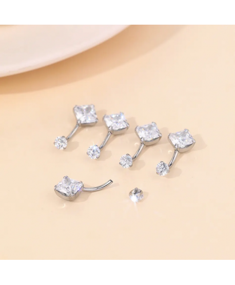 Kolczyki do pępka tytan duża cyrkonia romb