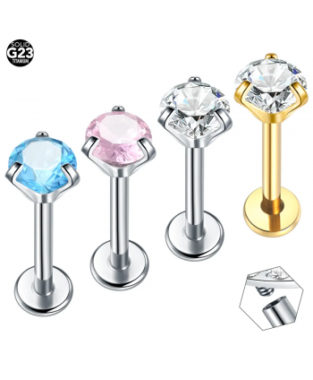 Labret z cyrkonią tytan kolory 1.2/8/4mm helix stud