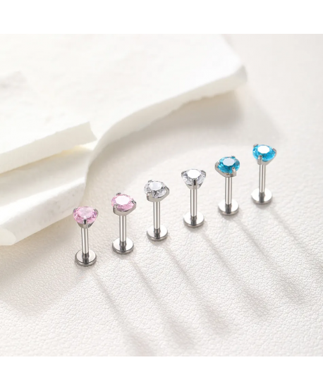 Labret z cyrkonią tytan kolory 1.2/8/4mm helix stud
