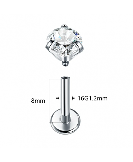 Labret z cyrkonią tytan kolory 1.2/8/4mm helix stud