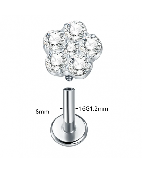 Labret tytan złoty kwiatuszek 1.2*8/6mm helix stud