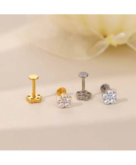 Labret tytan złoty kwiatuszek 1.2*8/6mm helix stud