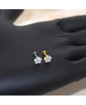 Labret tytan złoty kwiatuszek