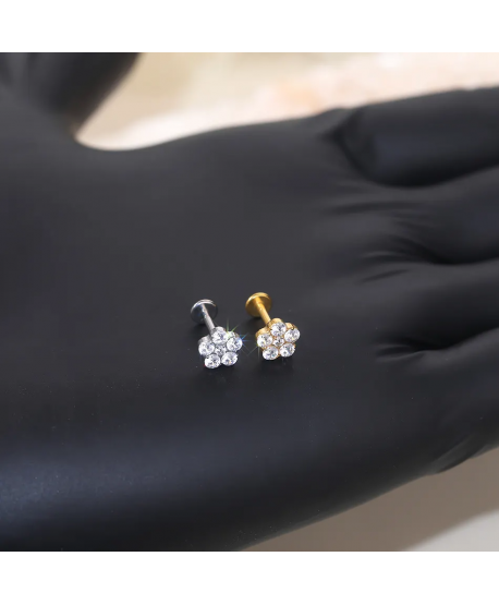 Labret tytan złoty kwiatuszek 1.2*8/6mm helix stud
