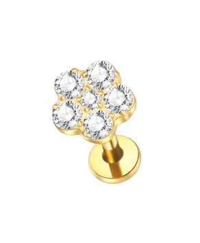 Labret tytan złoty kwiatuszek
