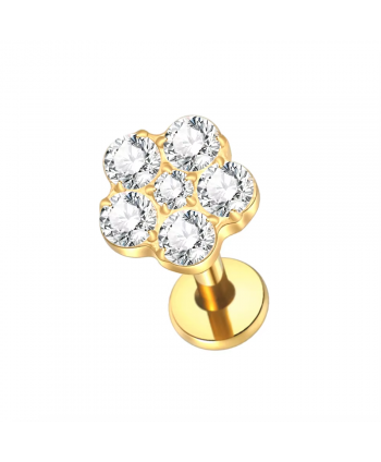 Labret tytan złoty kwiatuszek 1.2*8/6mm helix stud