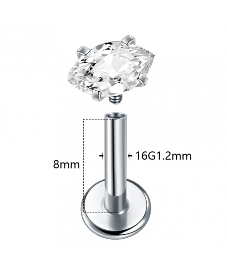 Labret tytan złoty cyrkonia łezka 1.2*8mm helix stud