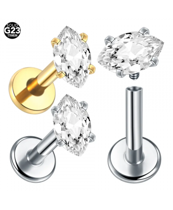 Labret tytan złoty cyrkonia łezka 1.2*8mm helix stud