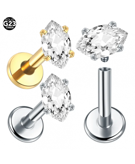 Labret tytan złoty cyrkonia łezka 1.2*8mm helix stud