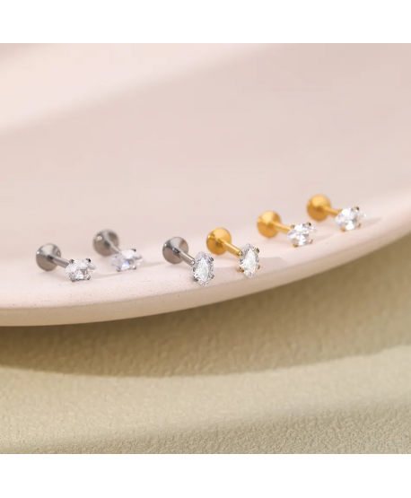 Labret tytan złoty cyrkonia łezka 1.2*8mm helix stud