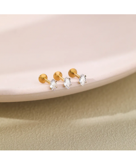 Labret tytan złoty cyrkonia łezka 1.2*8mm helix stud