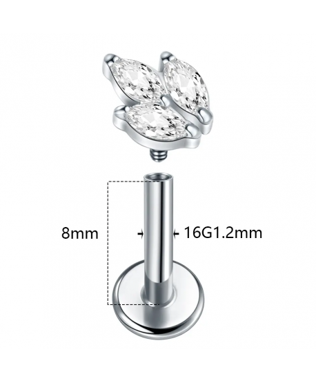 Labret tytan złoty cyrkonie łezki 1.2*8mm helix stud