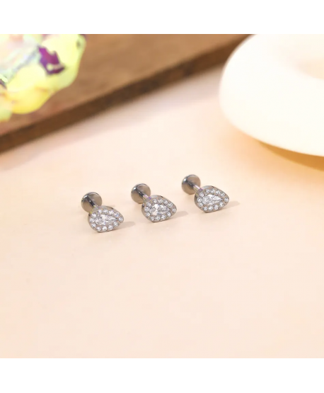 Labret tytan srebrny cyrkonie łezki 1.2*8mm helix stud
