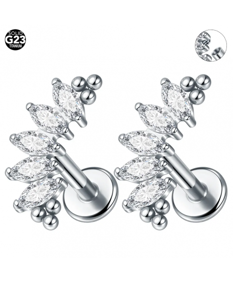 Labret tytan srebrny cyrkonie łezki 1.2*8mm helix stud