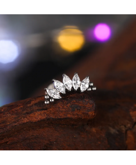 Labret tytan srebrny cyrkonie łezki 1.2*8mm helix stud