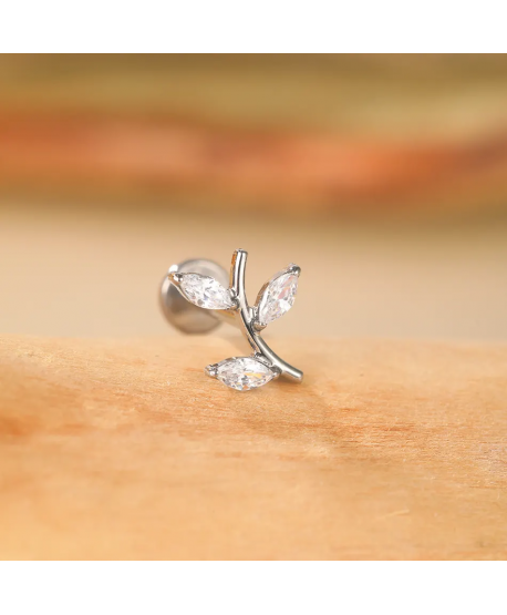 Labret tytan srebrny cyrkonie gałązka 1.2*8mm helix stud