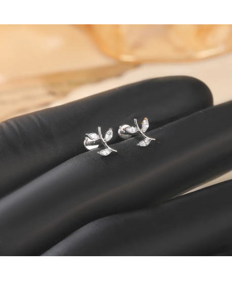 Labret tytan srebrny cyrkonie gałązka 1.2*8mm helix stud