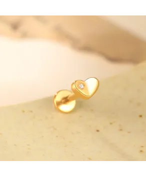 Labret tytan srebrny złoty serduszko