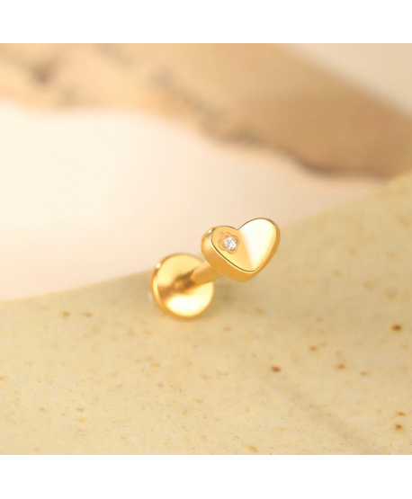 Labret tytan srebrny złoty serduszko 1.2*8mm helix stud