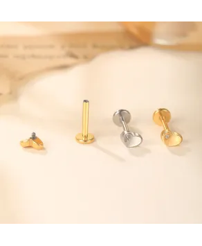 Labret tytan srebrny złoty serduszko