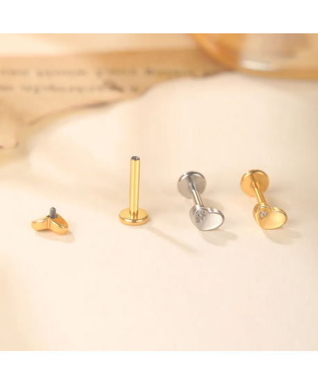 Labret tytan srebrny złoty serduszko 1.2*8mm helix stud