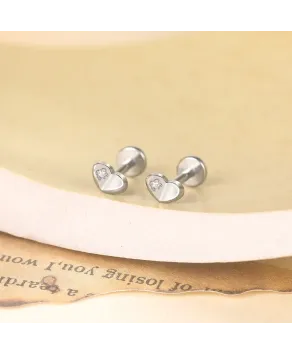 Labret tytan srebrny złoty serduszko