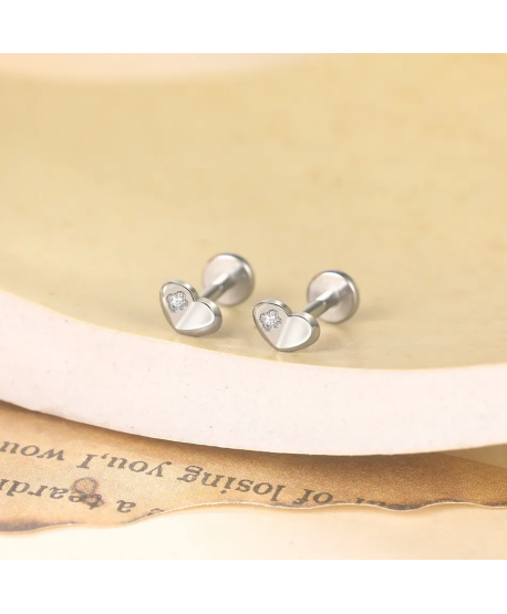 Labret tytan srebrny złoty serduszko 1.2*8mm helix stud