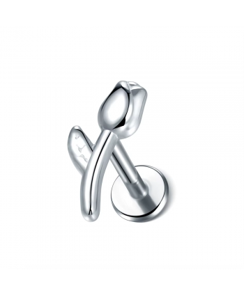 Labret stal srebrny tulipan 1.2*8mm helix stud
