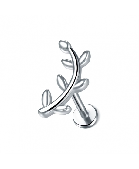 Labret stal srebrny duża gałązka 1.2*8mm helix stud