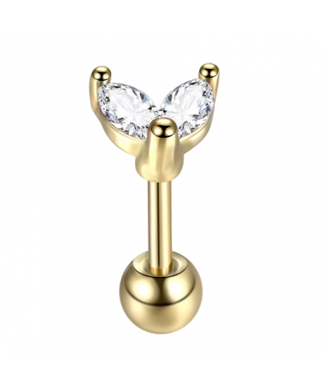 Labret stal złoty cyrkonie z kulką 1.2*8mm helix stud