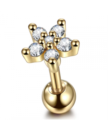 Labret stal złoty kwiatuszek z kulką 1.2*8mm helix stud