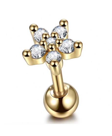 Labret stal złoty kwiatuszek z kulką 1.2*8mm helix stud