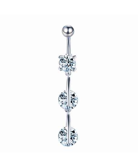 Kolczyki do pępka wiszące stal cyrkonie