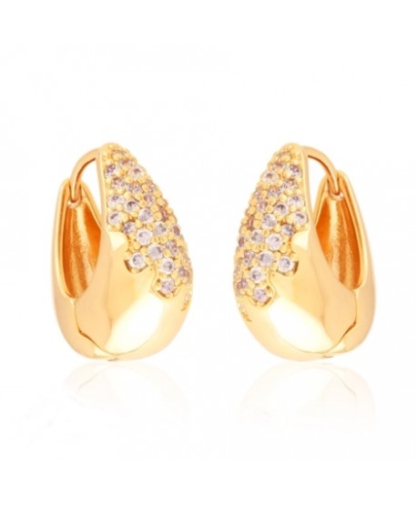 Kolczyki stal złote krople z cyrkoniami