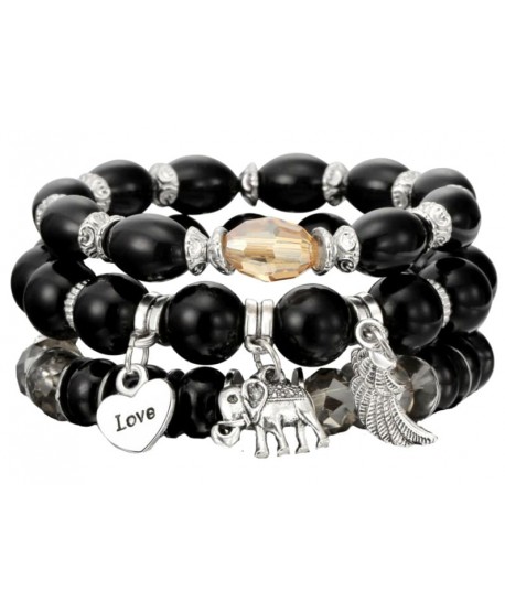 Zestaw czarnych bransoletek z zawieszkami