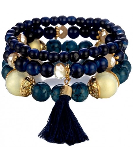 Zestaw granatowych bransoletek z zawieszkami