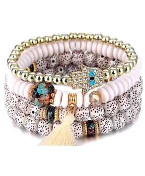 Zestaw koralikowych bransoletek z okiem proroka