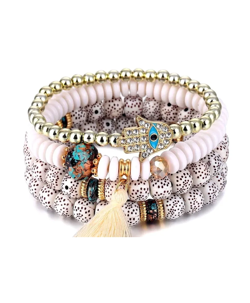 Zestaw koralikowych bransoletek z okiem proroka