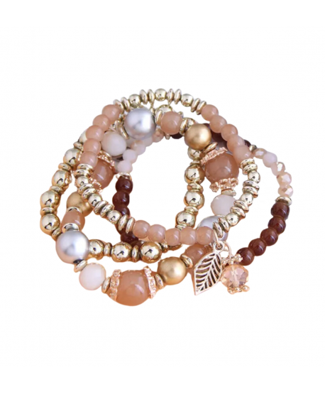 Zestaw koralikowych złotych bransoletek