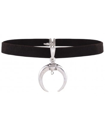 Choker czarny na tasiemce z ksieżycem