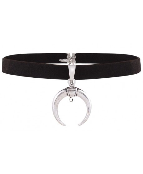 Choker czarny na tasiemce z ksieżycem