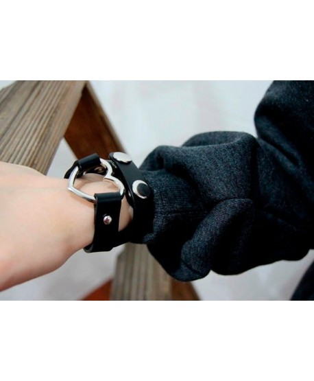 Choker czarny a'la skórzany z sercem obroża