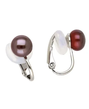 Klipsy stal perełka ciemna wiśnia