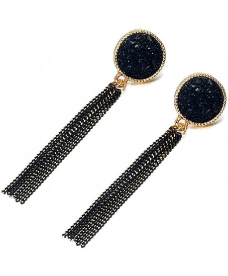 Kolczyki czarno-złote łańcuszki